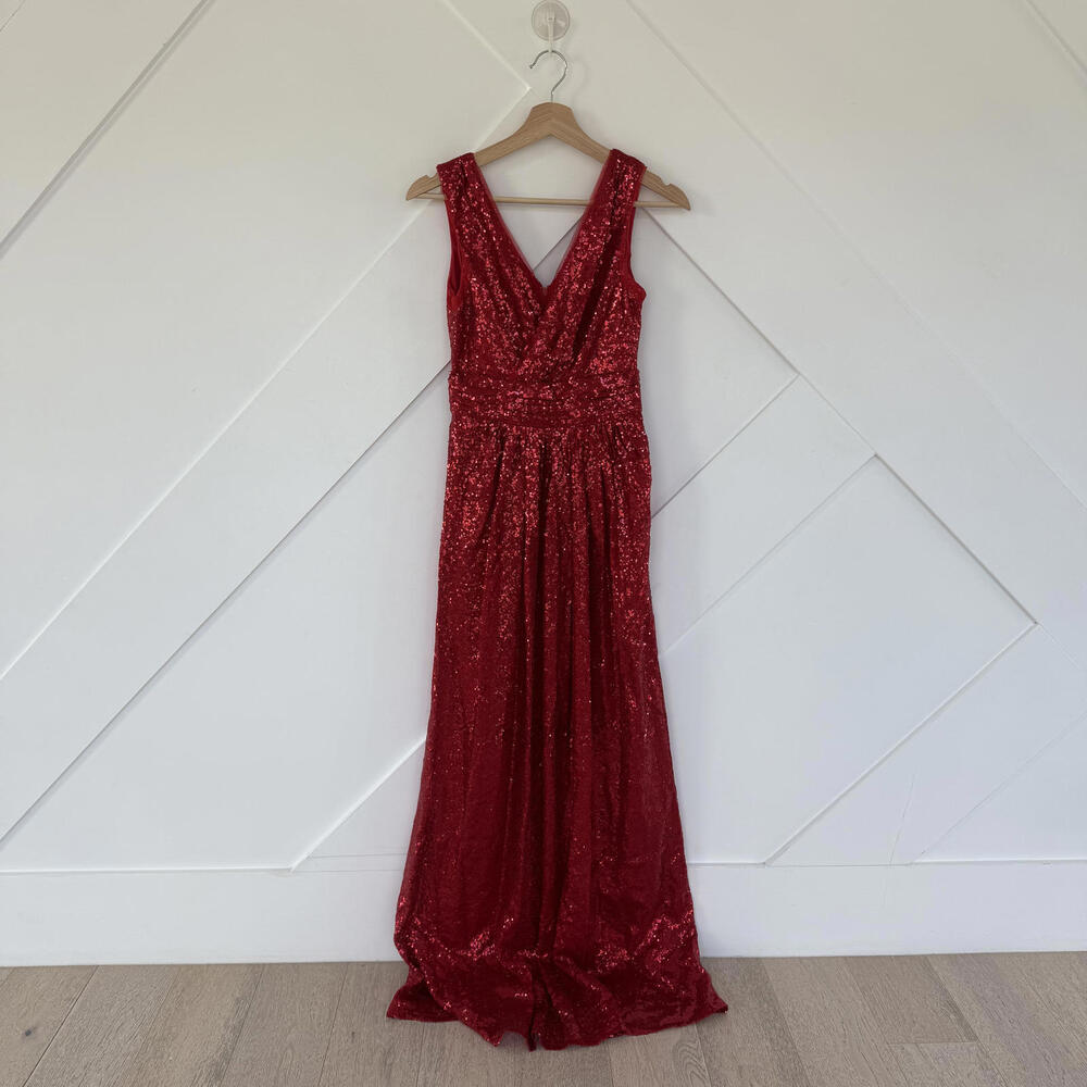 Red Sequin Evening Gown Prom Dress Homecoming Dress by Kate Kasin